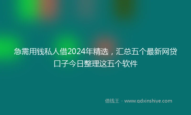 急需用钱私人借2024年精选，汇总五个最新网贷口子今日整理这五个软件