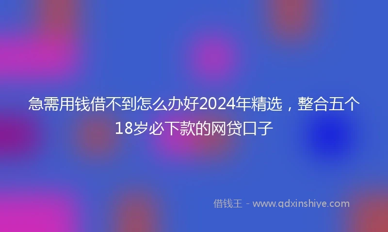 急需用钱借不到怎么办好2024年精选，整合五个18岁必下款的网贷口子