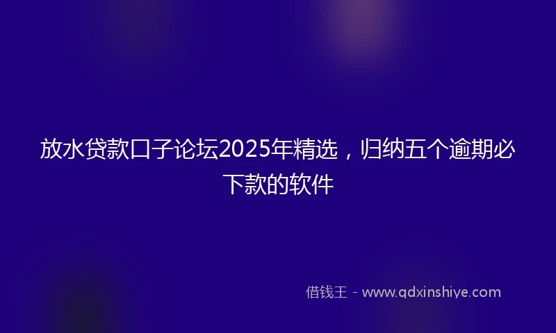 放水贷款口子论坛2025年精选，归纳五个逾期必下款的软件