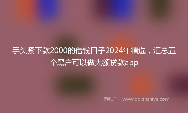 手头紧下款2000的借钱口子2024年精选，汇总五个黑户可以做大额贷款app