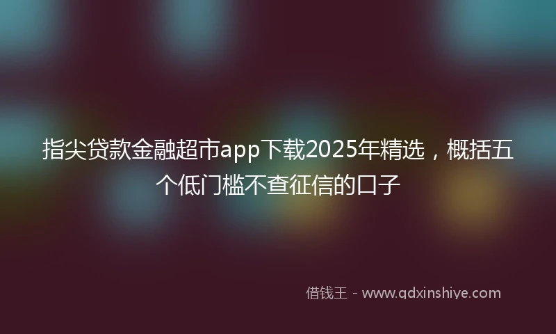 指尖贷款金融超市app下载2025年精选，概括五个低门槛不查征信的口子