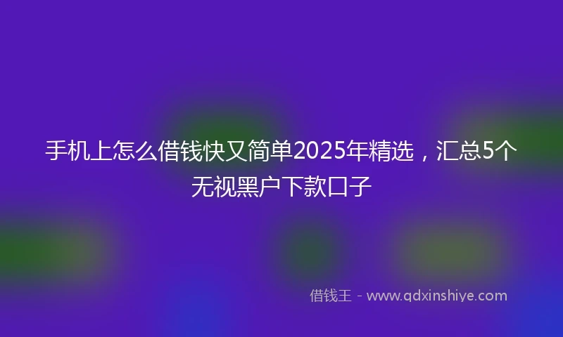 手机上怎么借钱快又简单2025年精选，汇总5个无视黑户下款口子