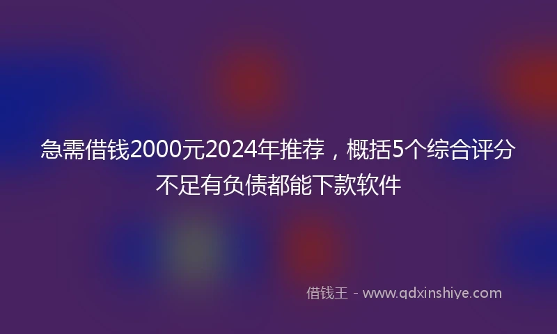 急需借钱2000元2024年推荐，概括5个综合评分不足有负债都能下款软件