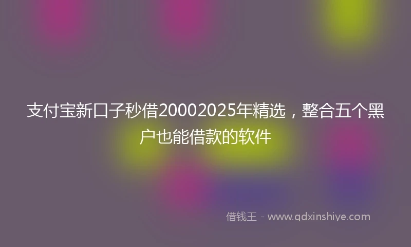 支付宝新口子秒借20002025年精选，整合五个黑户也能借款的软件