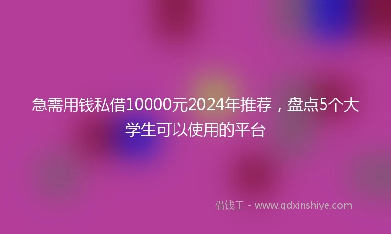 急需用钱私借10000元2024年推荐，盘点5个大学生可以使用的平台