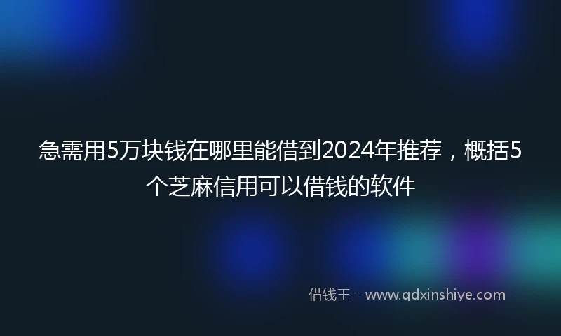 急需用5万块钱在哪里能借到2024年推荐，概括5个芝麻信用可以借钱的软件