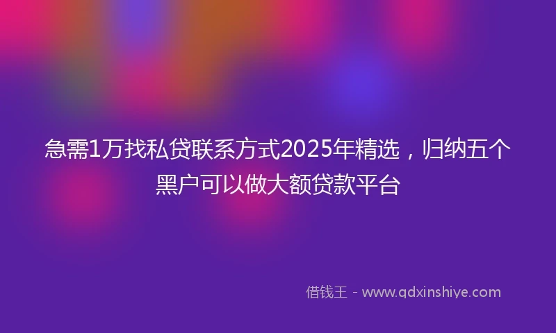 急需1万找私贷联系方式2025年精选，归纳五个黑户可以做大额贷款平台