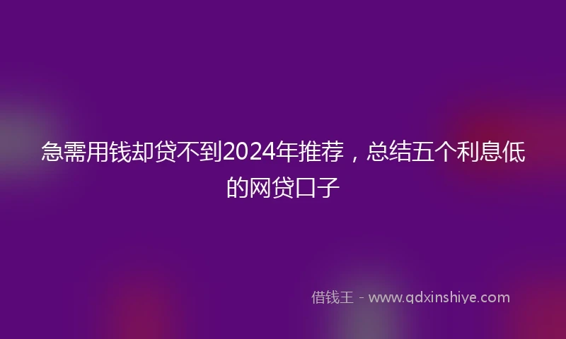 急需用钱却贷不到2024年推荐，总结五个利息低的网贷口子