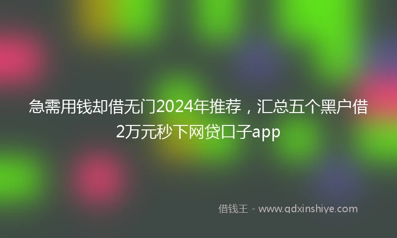 急需用钱却借无门2024年推荐，汇总五个黑户借2万元秒下网贷口子app
