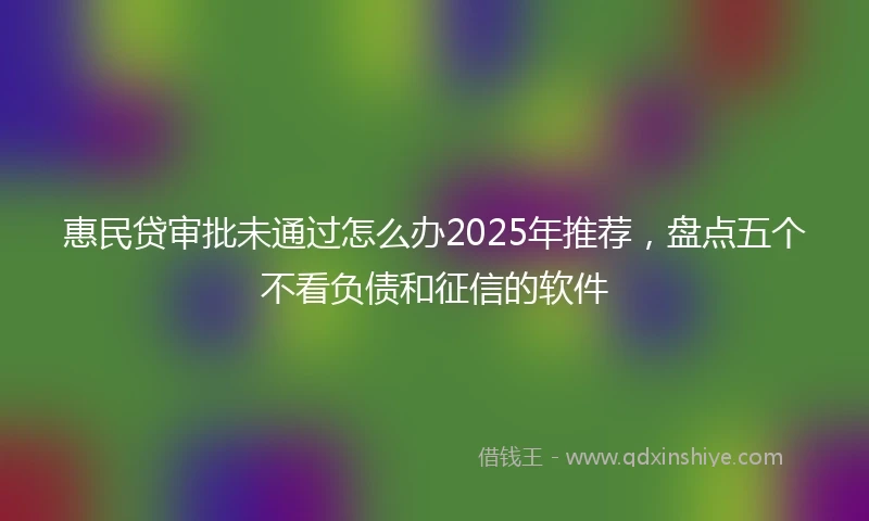 惠民贷审批未通过怎么办2025年推荐，盘点五个不看负债和征信的软件