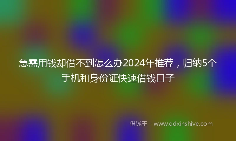 急需用钱却借不到怎么办2024年推荐，归纳5个手机和身份证快速借钱口子