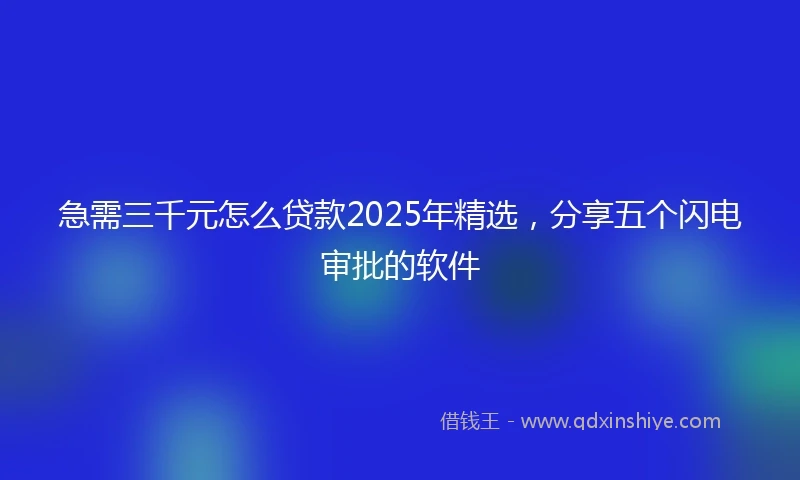 急需三千元怎么贷款2025年精选，分享五个闪电审批的软件
