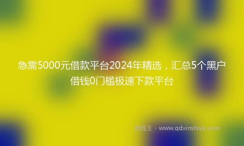 急需5000元借款平台2024年精选,汇总5个黑户借钱0门槛极速下款平台