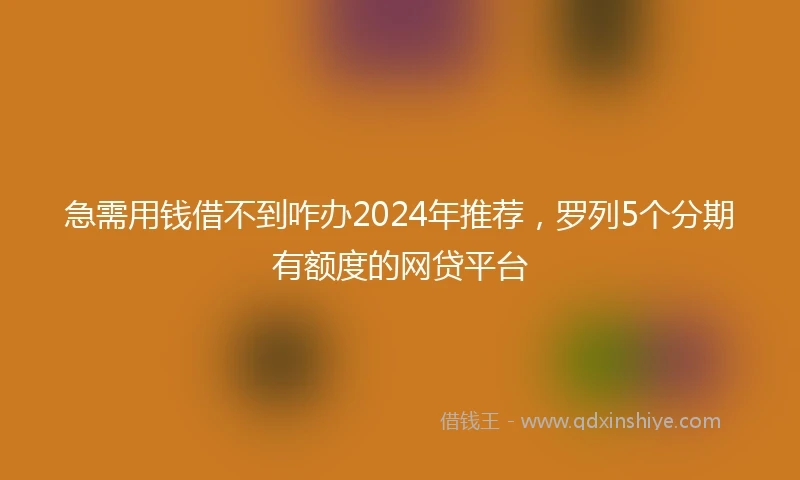 急需用钱借不到咋办2024年推荐，罗列5个分期有额度的网贷平台