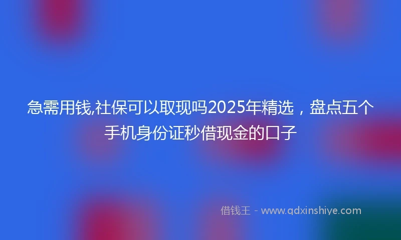 急需用钱,社保可以取现吗2025年精选，盘点五个手机身份证秒借现金的口子