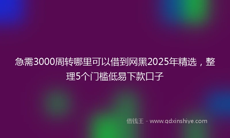 急需3000周转哪里可以借到网黑2025年精选,整理5个门槛低易下款口子