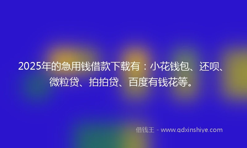 2025年的急用钱借款下载有：小花钱包、还呗、微粒贷、拍拍贷、百度有钱花等。