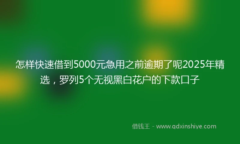 怎样快速借到5000元急用之前逾期了呢2025年精选，罗列5个无视黑白花户的下款口子
