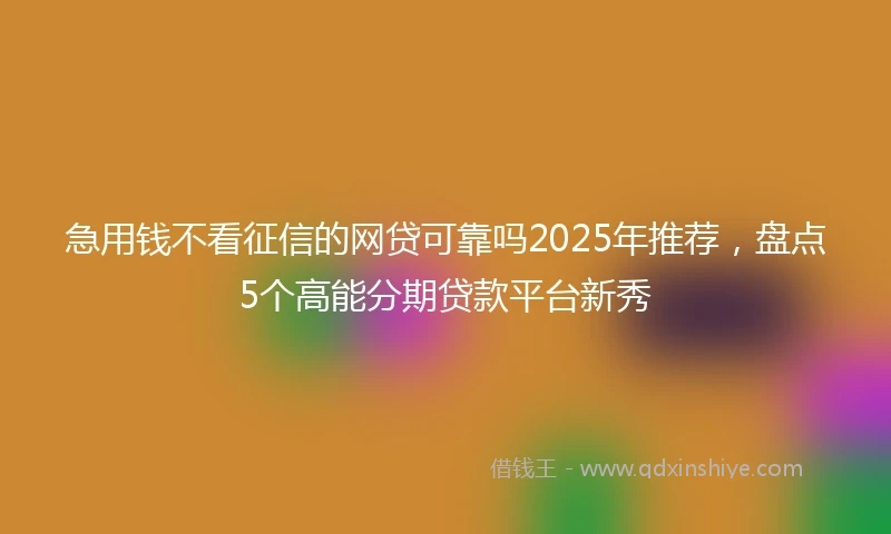 急用钱不看征信的网贷可靠吗2025年推荐，盘点5个高能分期贷款平台新秀