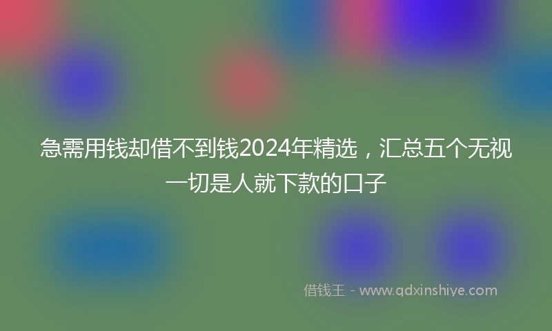急需用钱却借不到钱2024年精选，汇总五个无视一切是人就下款的口子
