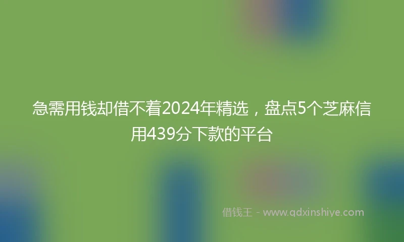 急需用钱却借不着2024年精选，盘点5个芝麻信用439分下款的平台