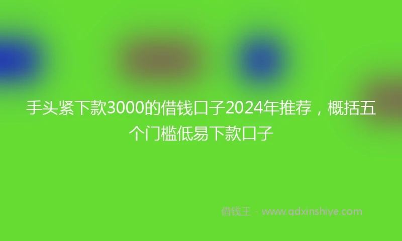 手头紧下款3000的借钱口子2024年推荐，概括五个门槛低易下款口子
