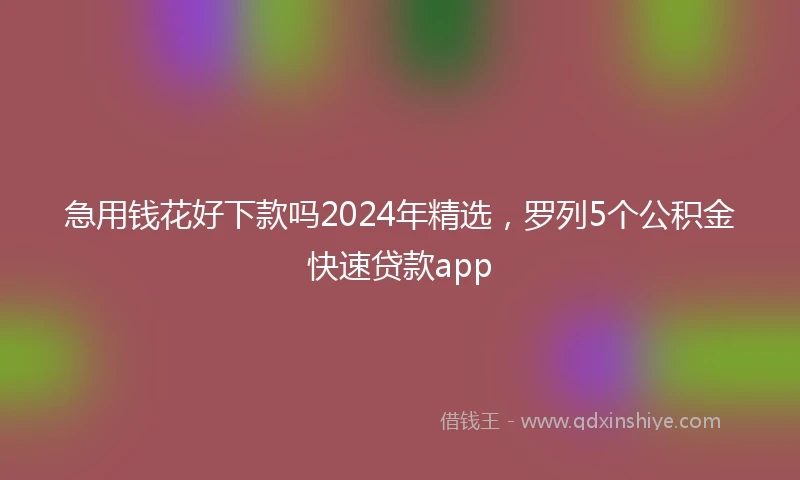 急用钱花好下款吗2024年精选，罗列5个公积金快速贷款app