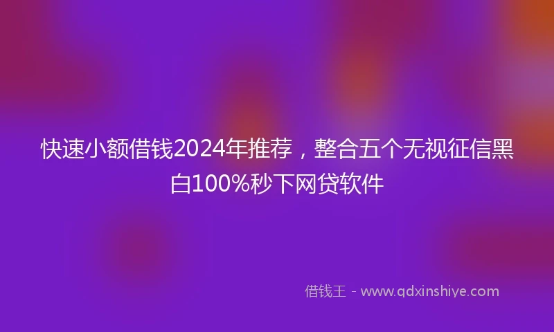 快速小额借钱2024年推荐，整合五个无视征信黑白100%秒下网贷软件