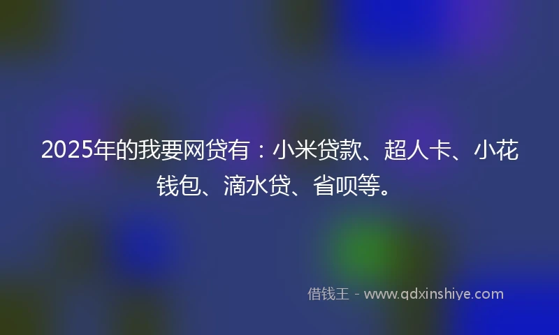 2025年的我要网贷有：小米贷款、超人卡、小花钱包、滴水贷、省呗等。