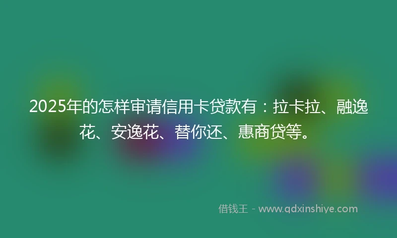 2025年的怎样审请信用卡贷款有：拉卡拉、融逸花、安逸花、替你还、惠商贷等。