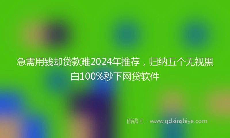 急需用钱却贷款难2024年推荐，归纳五个无视黑白100%秒下网贷软件