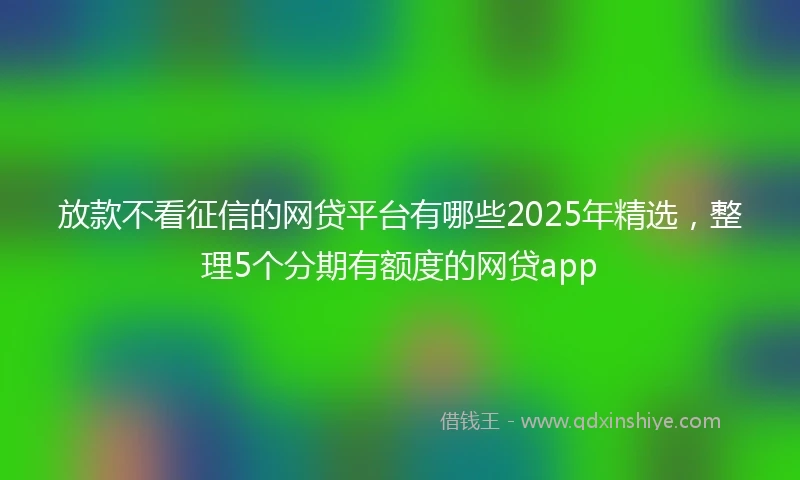 放款不看征信的网贷平台有哪些2025年精选，整理5个分期有额度的网贷app