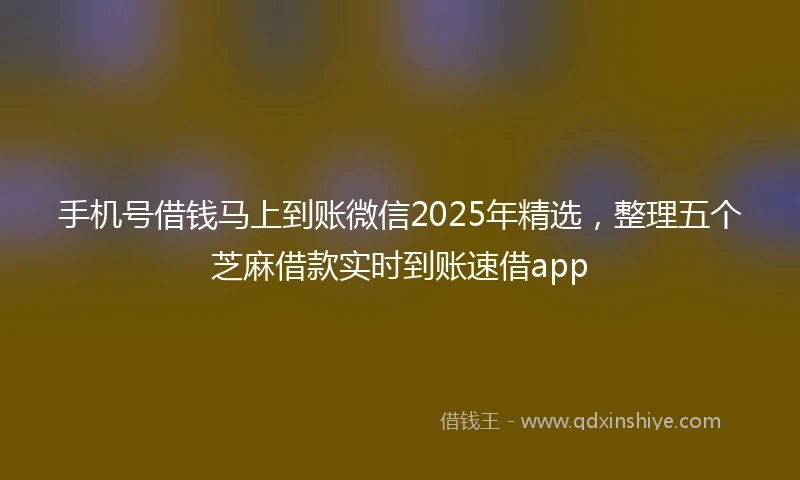 手机号借钱马上到账微信2025年精选，整理五个芝麻借款实时到账速借app