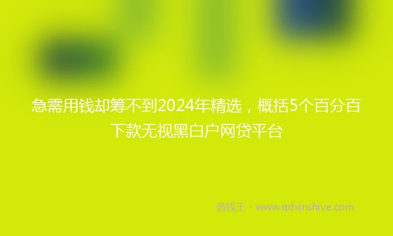 急需用钱却筹不到2024年精选，概括5个百分百下款无视黑白户网贷平台