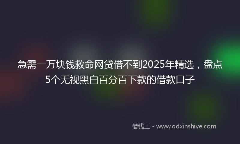 急需一万块钱救命网贷借不到2025年精选，盘点5个无视黑白百分百下款的借款口子