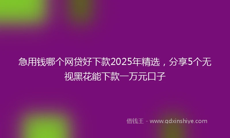 急用钱哪个网贷好下款2025年精选，分享5个无视黑花能下款一万元口子