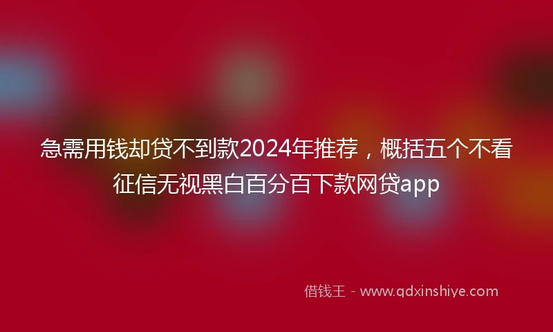急需用钱却贷不到款2024年推荐，概括五个不看征信无视黑白百分百下款网贷app