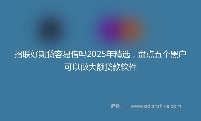 招联好期贷容易借吗2025年精选，盘点五个黑户可以做大额贷款软件