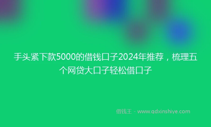 手头紧下款5000的借钱口子2024年推荐，梳理五个网贷大口子轻松借口子