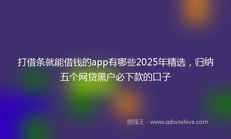 打借条就能借钱的app有哪些2025年精选，归纳五个网贷黑户必下款的口子
