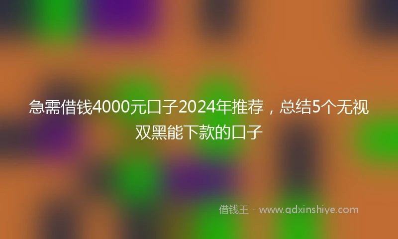 急需借钱4000元口子2024年推荐，总结5个无视双黑能下款的口子