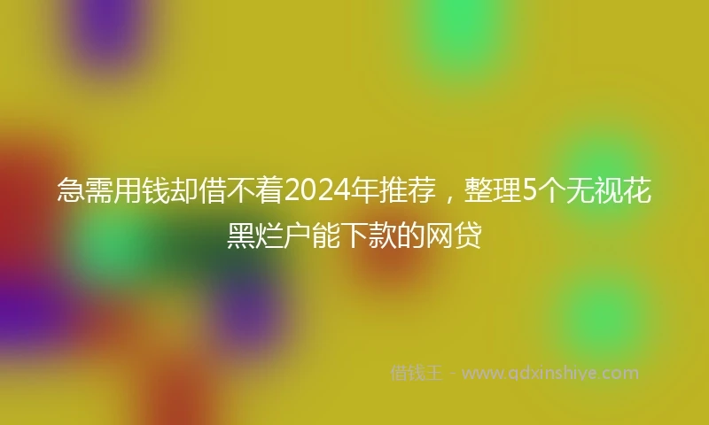 急需用钱却借不着2024年推荐，整理5个无视花黑烂户能下款的网贷