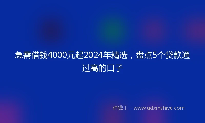 急需借钱4000元起2024年精选，盘点5个贷款通过高的口子