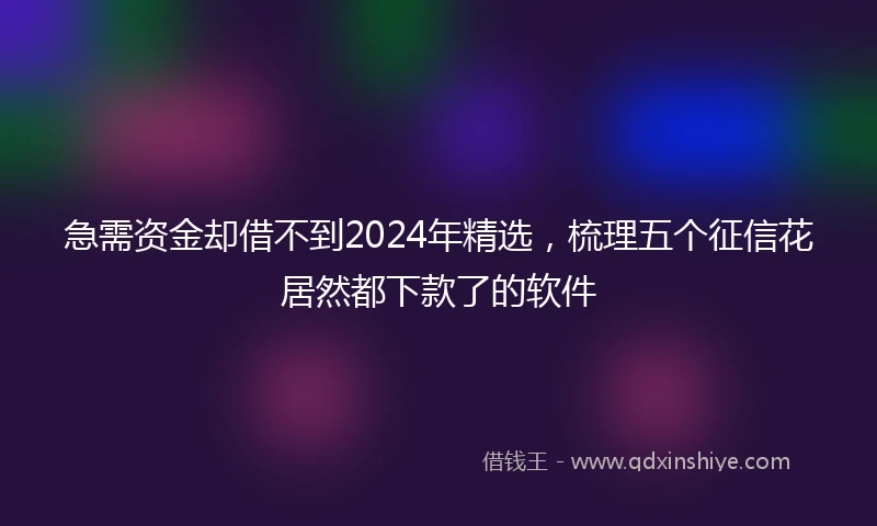 急需资金却借不到2024年精选，梳理五个征信花居然都下款了的软件