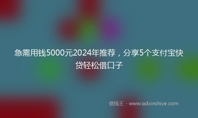 急需用钱5000元2024年推荐，分享5个支付宝快贷轻松借口子