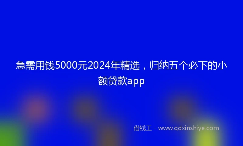 急需用钱5000元2024年精选，归纳五个必下的小额贷款app