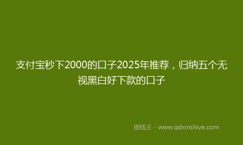 支付宝秒下2000的口子2025年推荐，归纳五个无视黑白好下款的口子