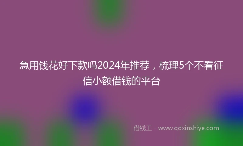 急用钱花好下款吗2024年推荐，梳理5个不看征信小额借钱的平台
