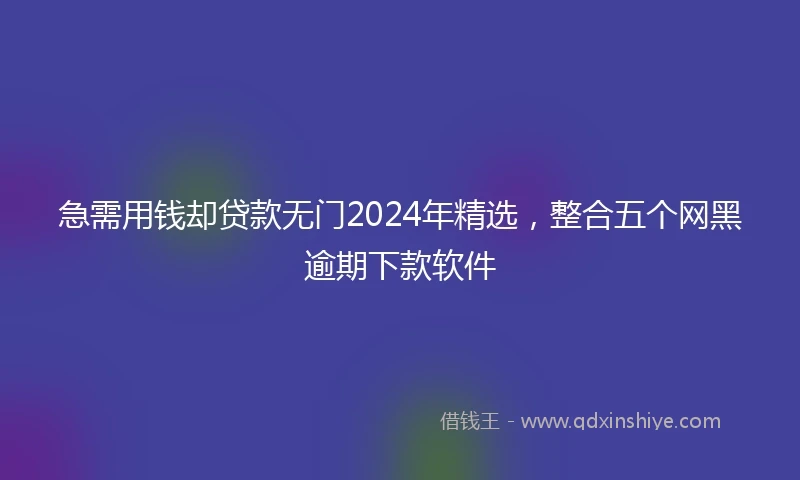 急需用钱却贷款无门2024年精选，整合五个网黑逾期下款软件