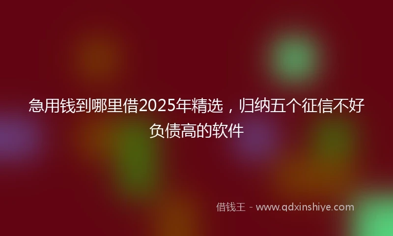 急用钱到哪里借2025年精选，归纳五个征信不好负债高的软件